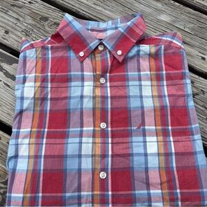 Nautica Red and Blue Plaid Dress Shirt